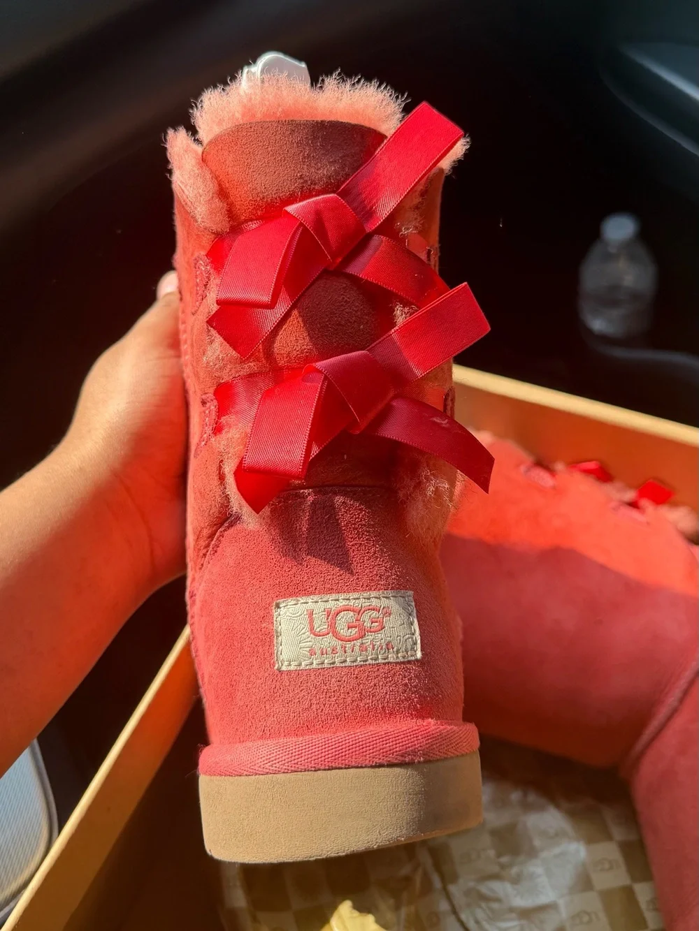 UGG Kids Bow-Back Boot - Coral Pink